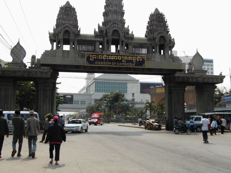 An undated photo of the border crossing to Thailand in Poipet, Cambodia.