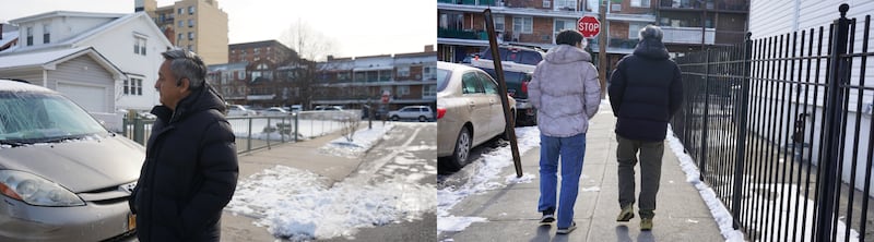 2025年2月,马聚与友人走在纽约法拉盛街头