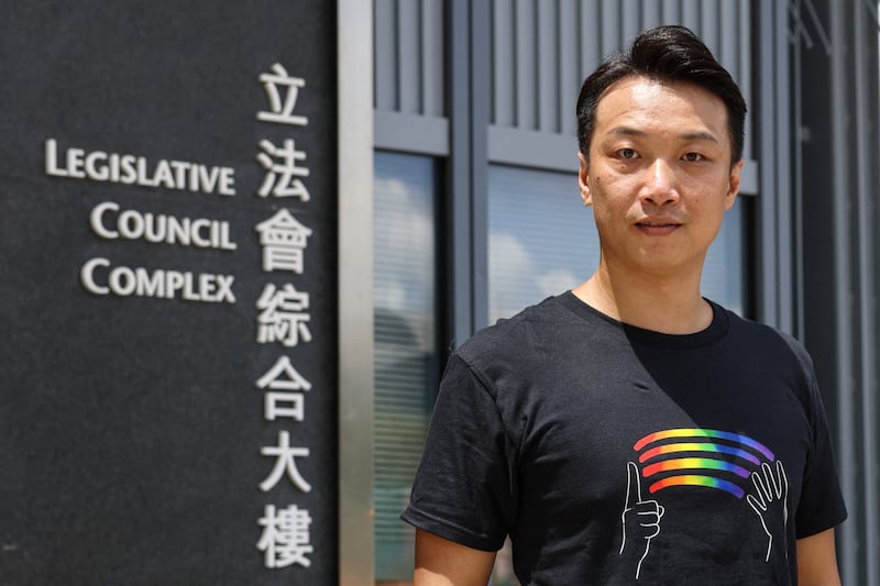 “I feel very disappointed and also my community feels disappointed too. But I want to tell the people, today is not the end game,” said Hong Kong activist Jimmy Sham outside the Legislative Council Building in Hong Kong, Sept. 10, 2025.